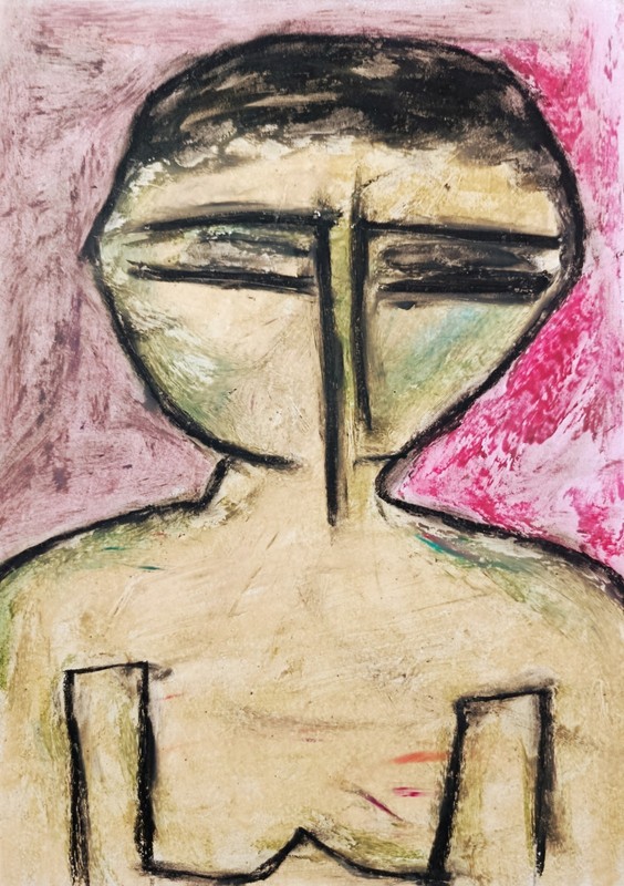 Portrait – Abstract Modern Art – Oil Chalk A4 Paper – Modern Art
