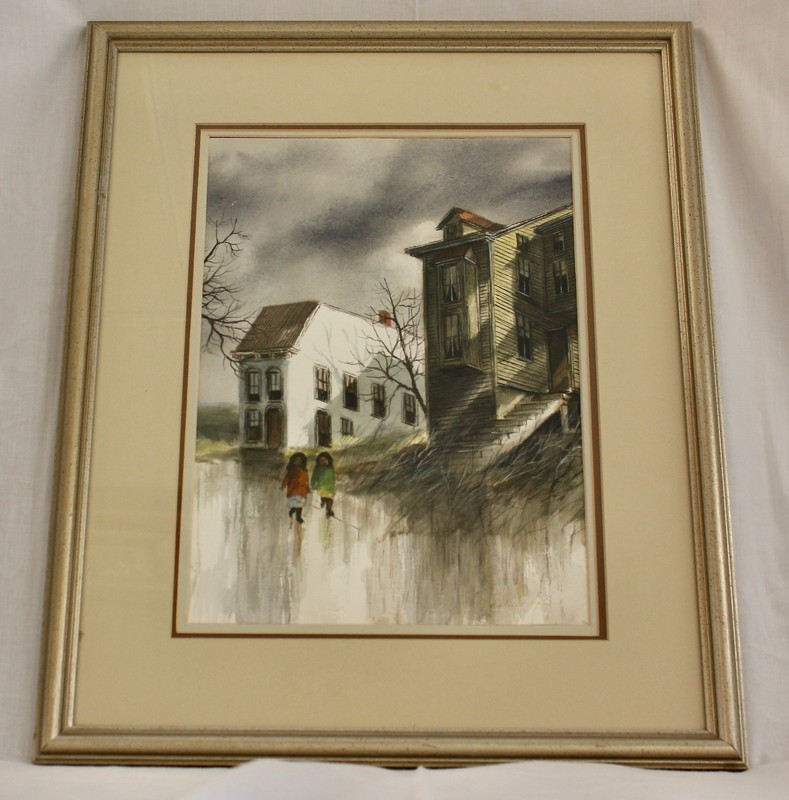 Robert Fabe Original Watercolor Painting Signed Lower Right-Triple Matted-Framed