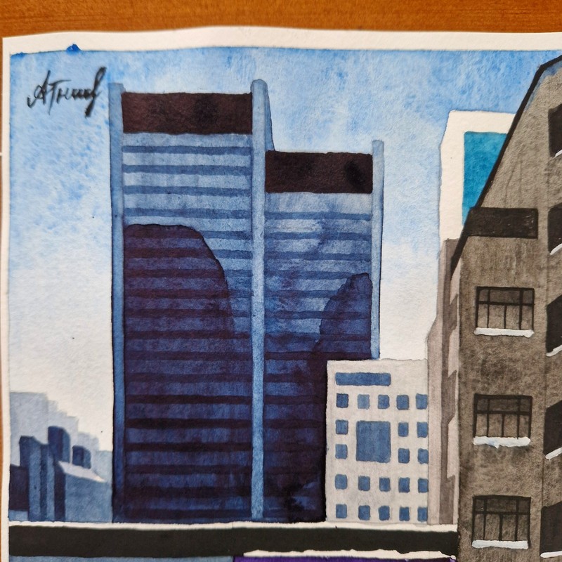 Cityscape Painting City Art Original Art Watercolor Painting gallery