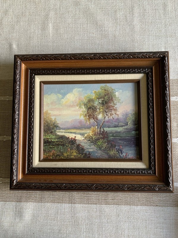 Original Signed Set Of 4 Vintage Oil On Board Painting Landscape Scenes Framed gallery
