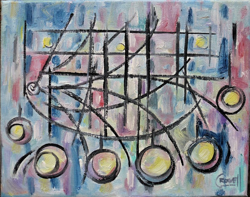AN EXTENDED INVITATION abstract new original 8×10 canvas painting signed Crowell