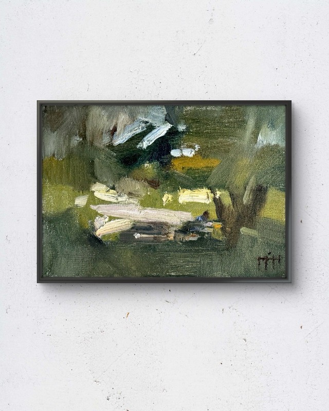 Tree Scene 7×5 Green Landscape Original Oil Painting Impressionist Wall Decor