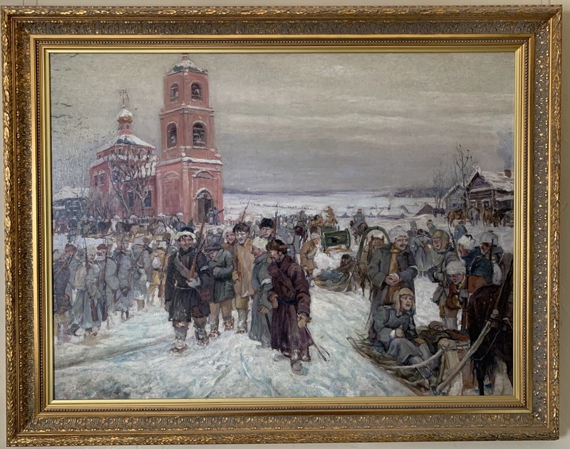 PAVEL ILYCH SAFONOV Original Painting Russian Historical Art White Army Retreat