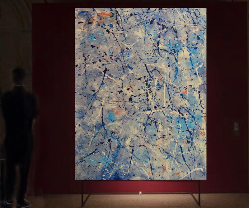 Pollock/Richter style￼ Professional Painting 81” X 62”(6ft 9in)Abstract Modern gallery
