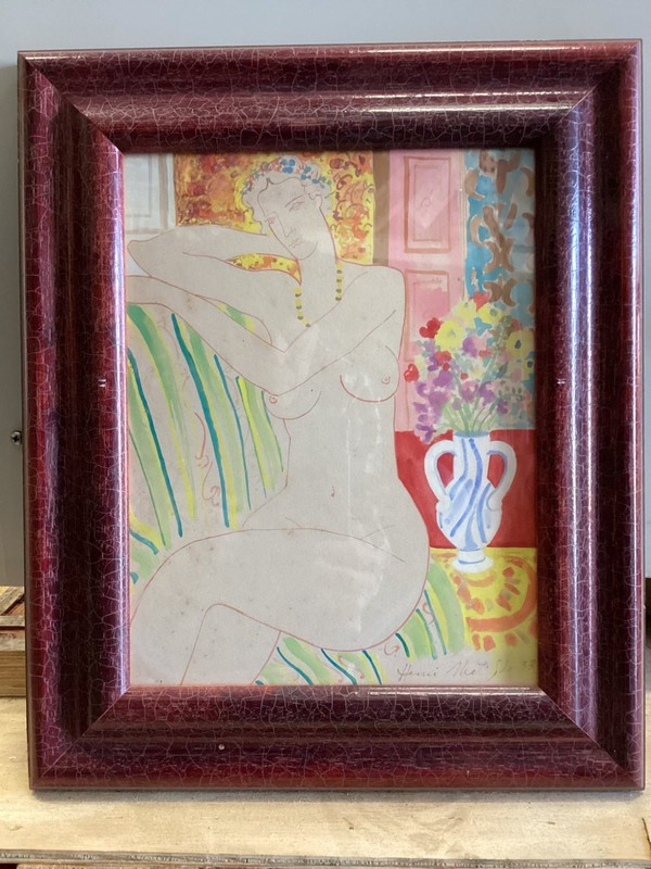 Signed HENRI MATISSE 1933, INK and WATERCOLOR gallery