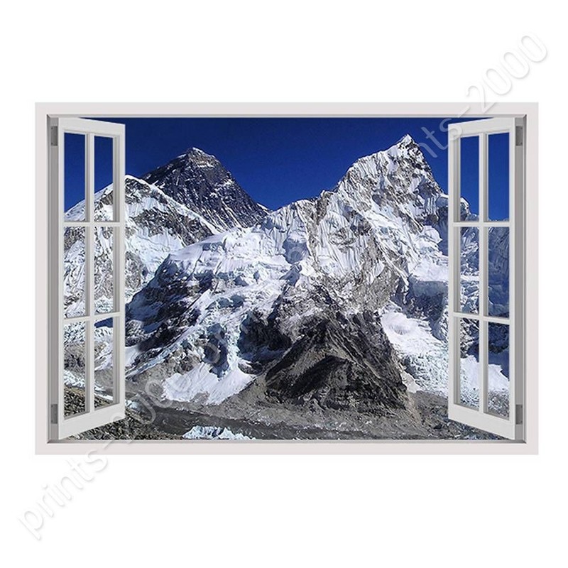 Mount Everest by Fake 3D Window | Ready to Hang Canvas | Wall art giclee HD gallery