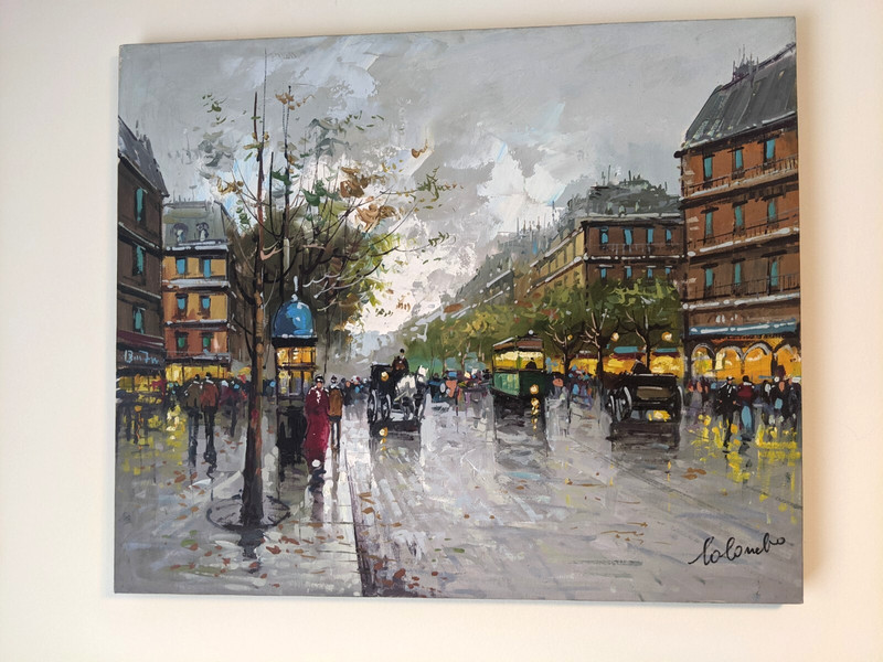 Original Oil Painting Paris Street Scene Signed Colombo Impressionist 24×20