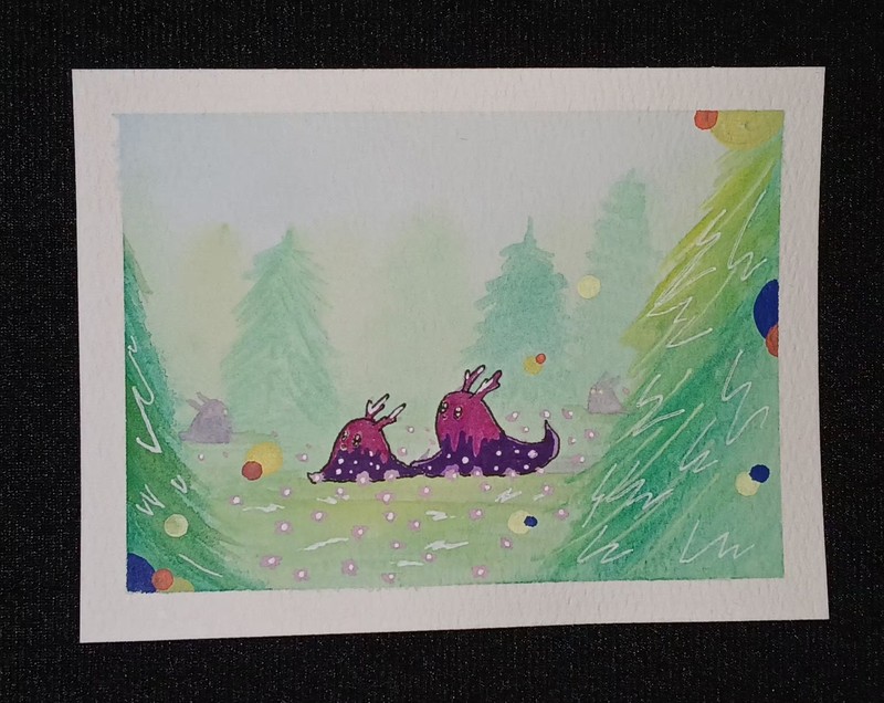 Original Quiet Creatures OOAK Fantasy Whimsical Fantasy 5×7 Painting, Signed Art