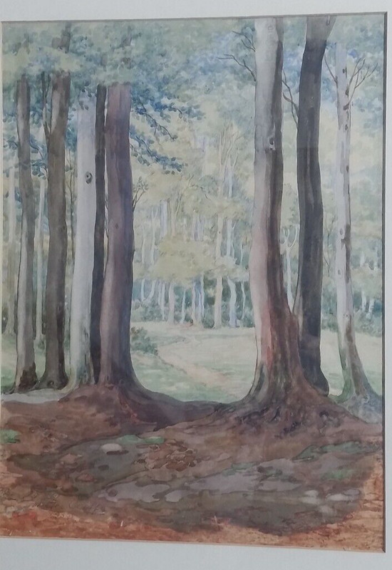 ::WALTER CLEFF *1870 CONDITIONEN PARK 1939 WATERCOLOUR SIGNED ANTIQUE FRAME