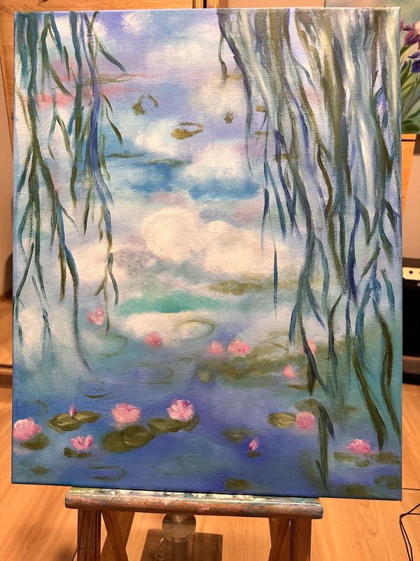 Painting Water Lilies in a pond Based on Monet Stretched oil on canvas