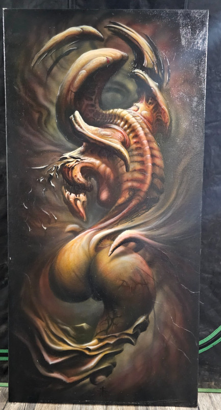 Original S. Victor Whitmill Oil Painting Signed 2004 Alien Surreal Canvas 24×48