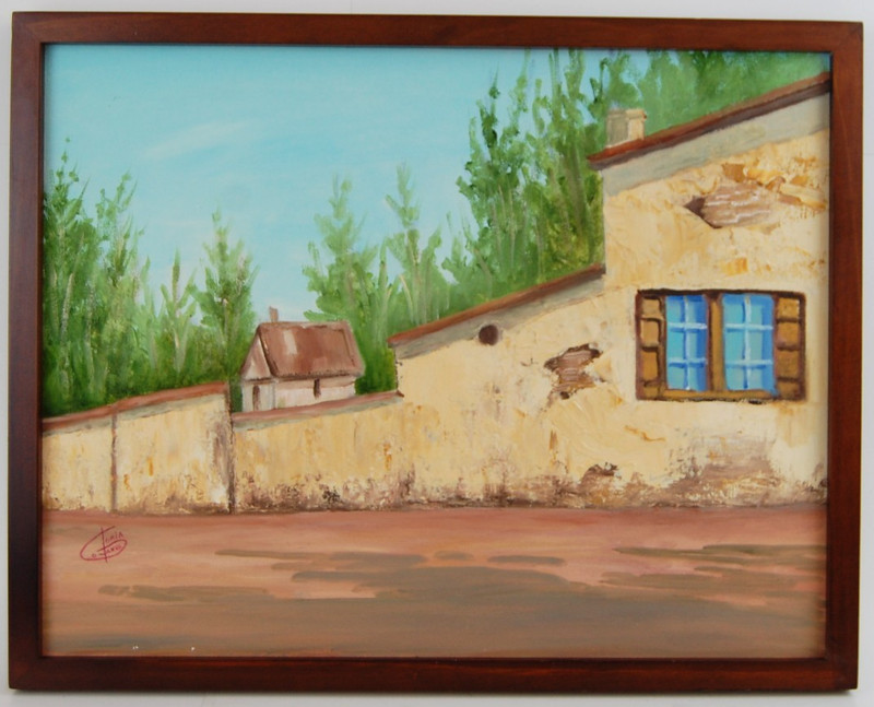 Vtg 90's Original Signed Gloria Oyanes Oil Painting "Country House & Road" 18X14 gallery