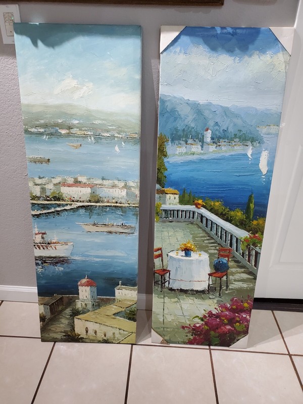 2 Oil Painting On Canvas Large 48″ X16″ Each In Good Condition