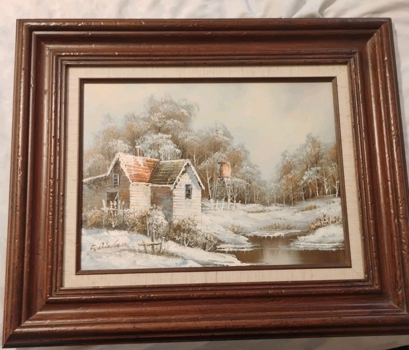 12X16 Winter Oil Painting By E Dickson