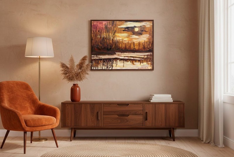 Original Oil Painting “Sunset Over the Marsh” — Canvas, Oil, 2014, 35×45 cm
