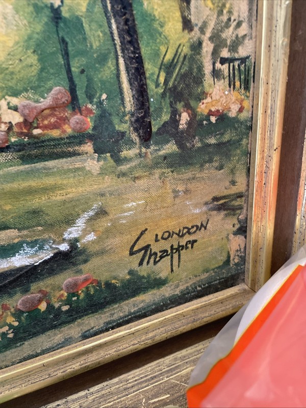 Vintage Oil Painting Italian Street Scene Art Snapper gallery