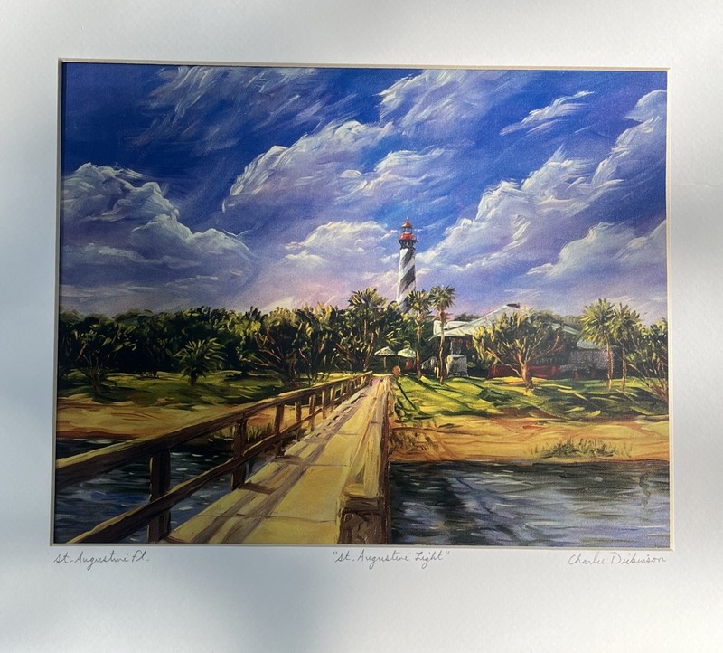 Hand Signed And Titled Print “St. Augustine Light” Signed Charles Dickinson