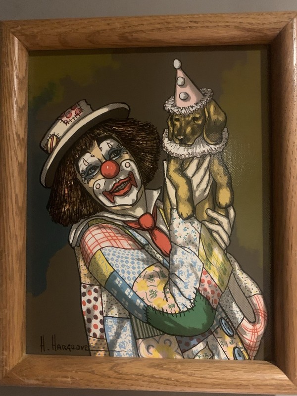 H. Hargrove Framed Painting Clown With Dog