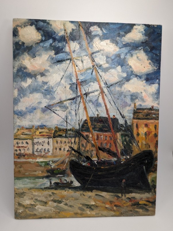 Boat at Low Tide at Fecamp Oil painting Claude Monet Hand painted copy by Albert