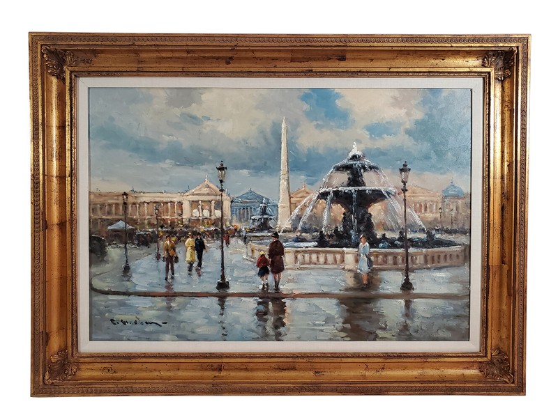 Manner of EDOUARD LEON CORTES «Place de la Concorde» Oil on Canvas