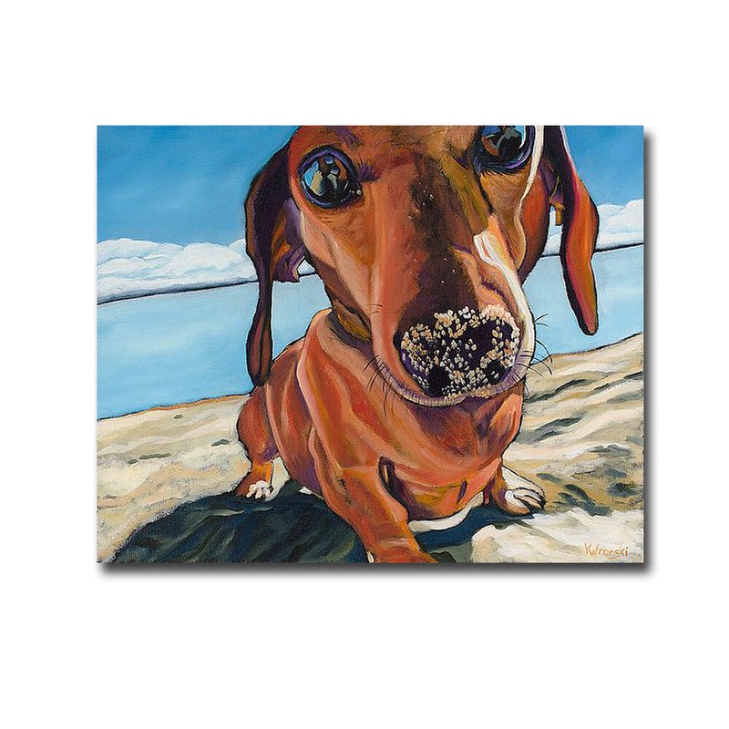 Sand Dog by Kathryn Wronski Gallery-Wrapped Canvas Giclee Art (12 in x 15 in)