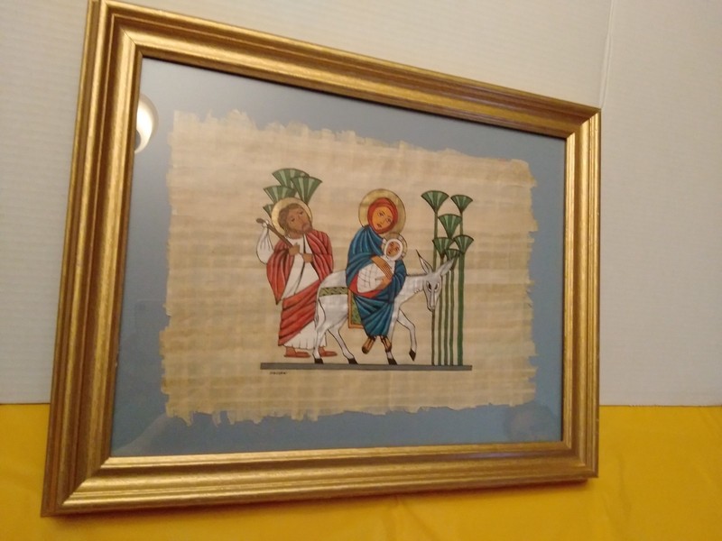 Christmas Original Signed Art Holy Family Joseph Mary & Jesus 15″x 19″ Papyri