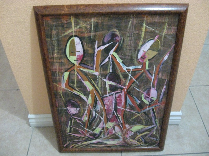 EXPRESSIONISM ABSTRACT FRAMED SIGNED BY THE ARTIST OIL PAINTING gallery