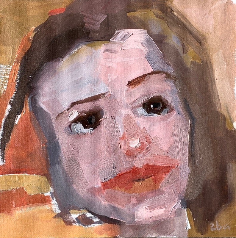 Original Collaboration TWOBADARTISTS Abstract Figure Portrait Oil Painting 8×8