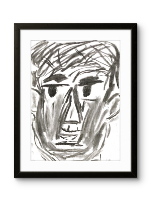 Neo Expressionism Black Man Face Figure Person Messy Sketch Original Art 11×14