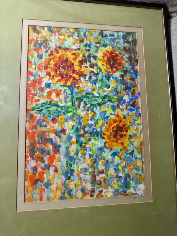 Large Lane Stanley 1963 "Abstract Composition" Mixed Media Painting - Framed gallery