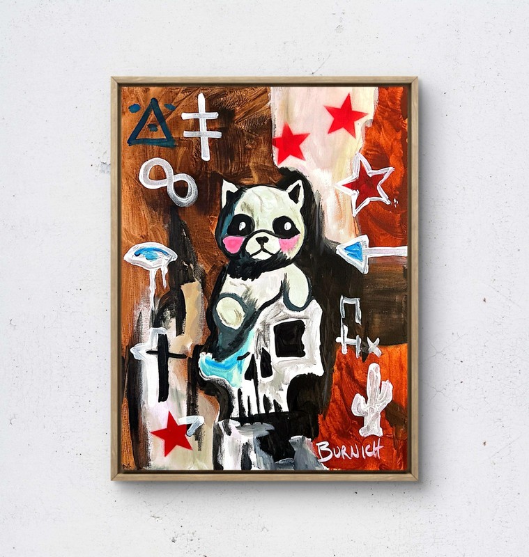 Teddy Bear with Skull 12×16 Canvas Unique Abstract NEO Expressionism Wall Art