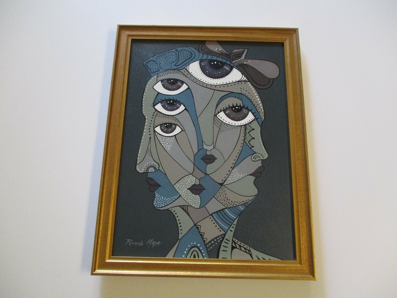 RICARDO MAYA PAINTING LISTED CUBAN ARTIST ABSTRACT PORTRAIT EXPRESSIONISM CUBIST