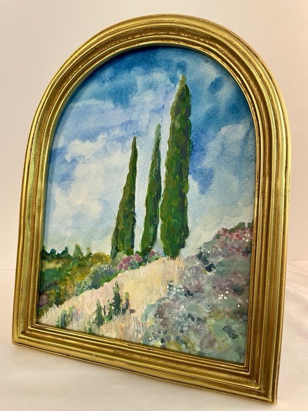 Sierra Foothills Original Watercolor Painting Framed 5x7 Gold Arch Landscape gallery