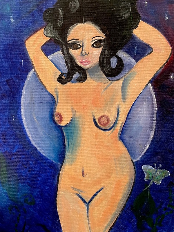 moon woman original art fantasy oil painting