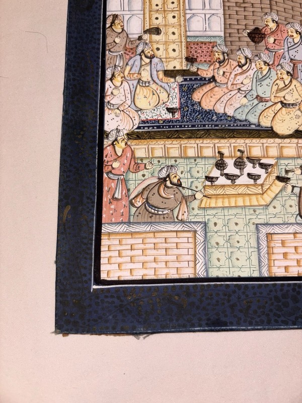 Handmade Mughal Style Indian Miniature Painting Court Scene On Paper gallery
