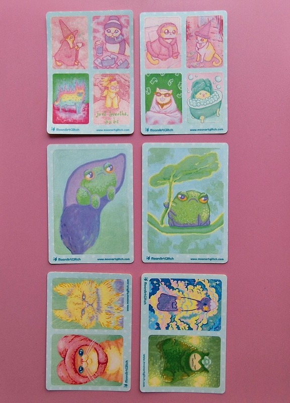 Aceo PRINT STICKER by MoonArtGlitch ~ Pack 3B ~ Frog Cat Hamster Animal Cards gallery
