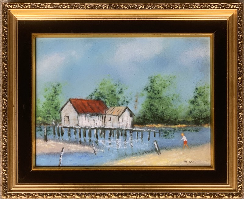 VTG Rare Max Karp Enamel Copper Painting Original Signed Listed Artist