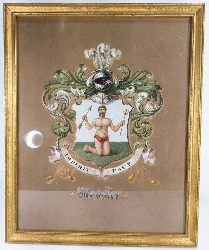 Antique Fine Gouache Family Crest Coat of Arms Tiffany & Co Coachpainter