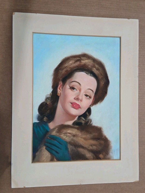 FREDERICK SANDS BRUNNER – ORIGINAL PASTEL PAINTING – BROWN EYES STOLE MY HEART