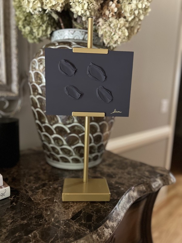 Gorgeous Art – Abstract Mixed Media hardboard w/adjustable Gold Tabletop Easel