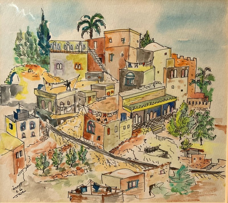 Ruth Bowman 20th Century Bezalel School Post Impressionism Watercolor Painting
