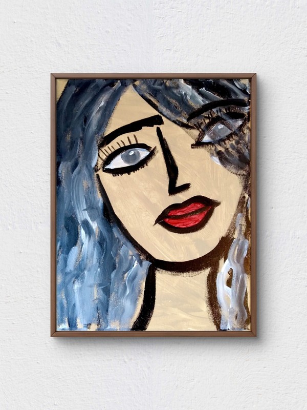 Shai Original Painting Woman’s Face Contemporary Expressionism 11×14 Canvas