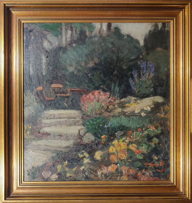 Gideon Isaksson (1911-1980): GARDEN, original oil painting