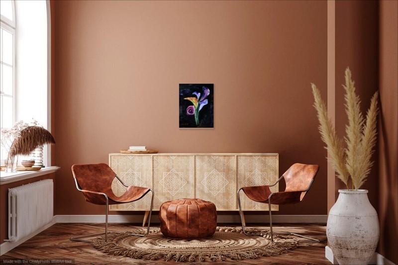 Abstract Bouquet Calla Lilies Original Painting Oil On Canvas Impasto 18 by 14" gallery