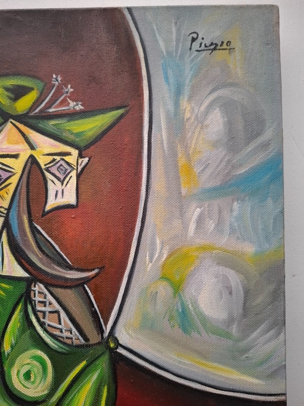 Pablo Picasso , Painting Oil On Canvas , signed stamped vintage 50 x 70 cm gallery