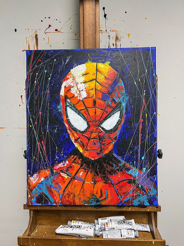 Original Spiderman Acrylic Painting on Canvas 20X24 inches Wall art