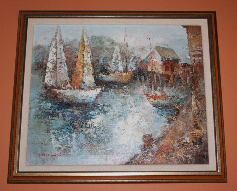 EDWARD BARTON (1926 – 2012) Sailing Boat SEASCAPE Oil on Canvas Painting