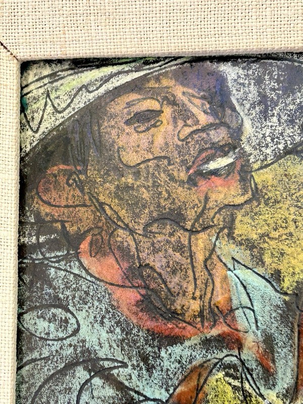 Carlos Lopez Ruiz (1912–1972) Oil on Black Encaustic Painting 5×7 Framed 50s VTG gallery