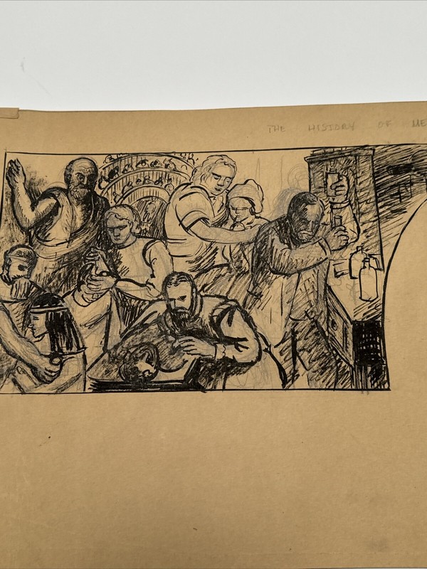 Jo Cain PAINTING ANTIQUE WPA MURAL STUDY AMERICAN MEDICAL SCIENCE MEDICINE 1930 gallery