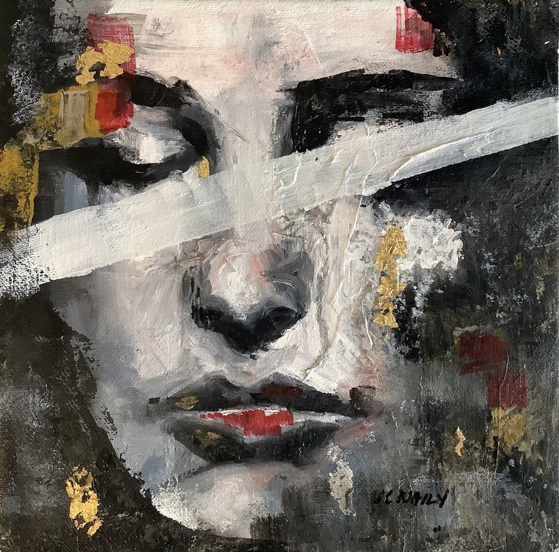Original One Of A Kind, Abstract Mixed Media, Painting 8” X 8” On Wood Panel
